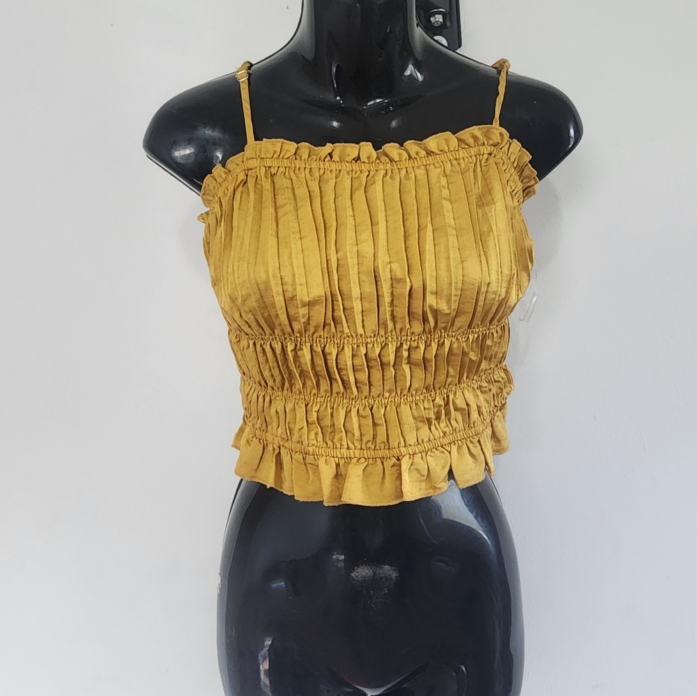 Yellow Ruched Crop Top